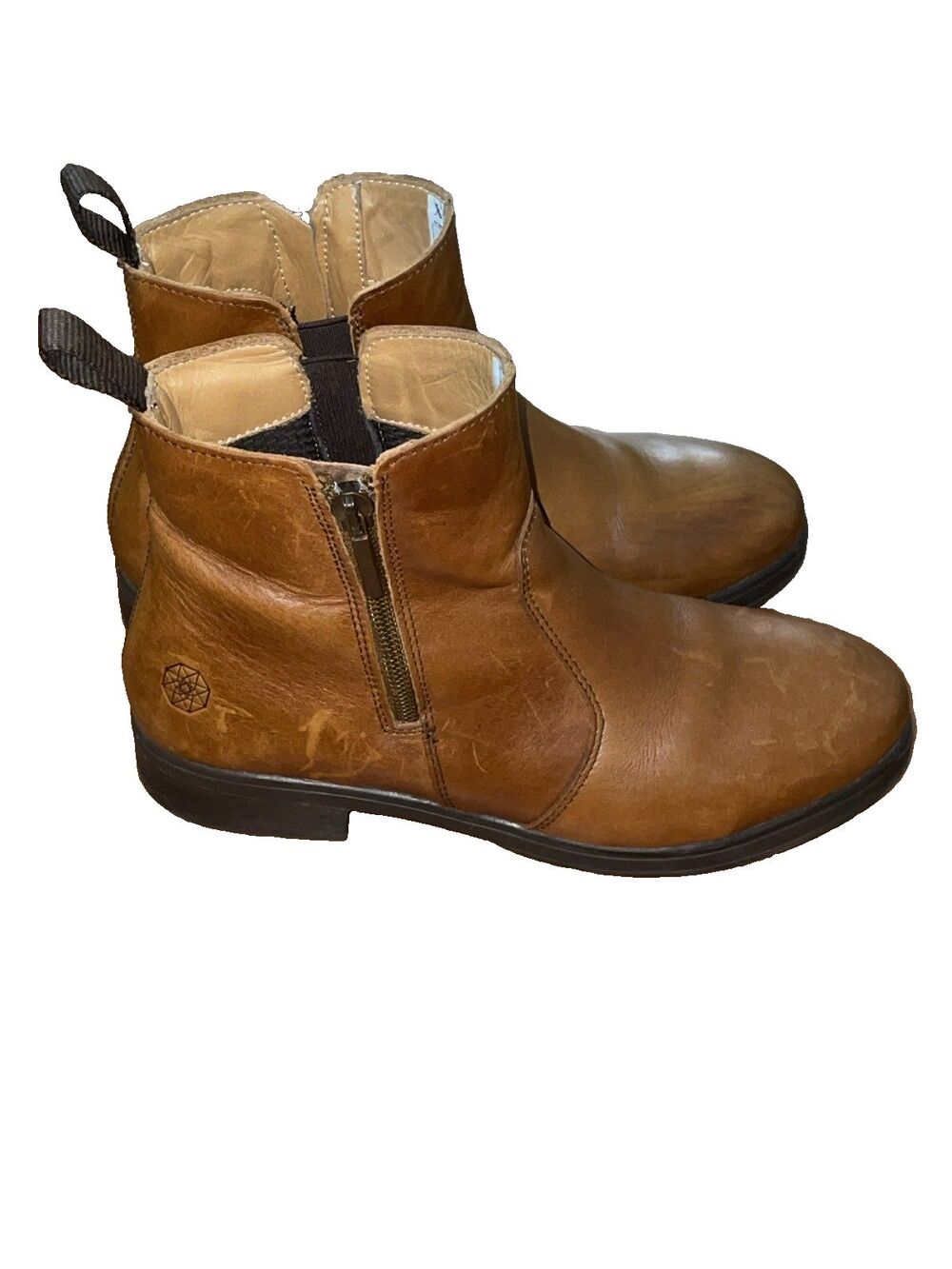 Xena Omega Womens 6.5 Steel Toe Safety Work Boots Bourbon Brown Leather Side Zip